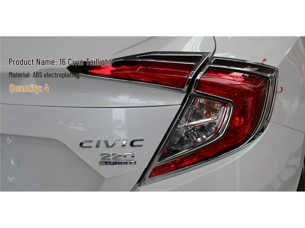 16-piece Set for 10th Gen Honda Civic: Taillight Covers, Front & Rear Fog Light Frames
