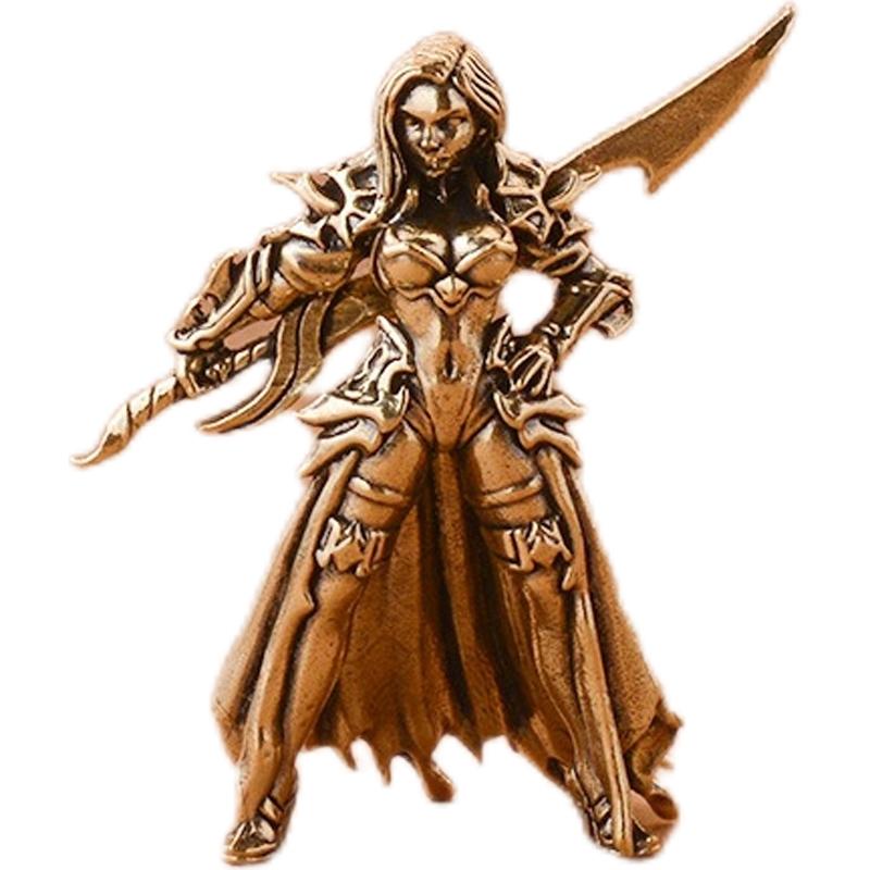 

Медь Металл Солдат Модель Миниатюры Фигурка Винтаж Широкий меч Красота Воин Орнамент Настольное Украшение Аксессуары Игрушка Ги