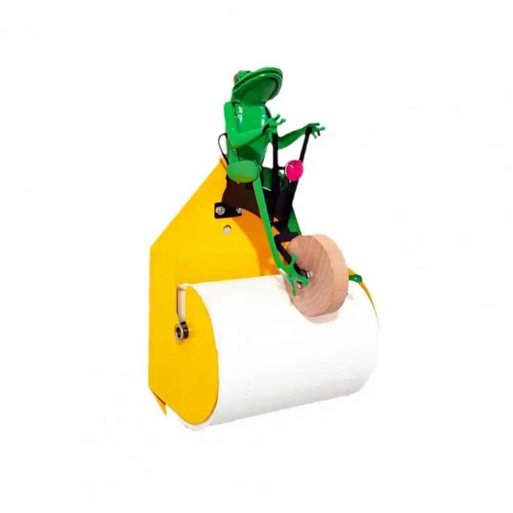 

Toilet Paper Holder Easy Installation Wall Mount Riding Frog Roll Paper Holder Unicycle Animal Toilet Tissue Storage Rack