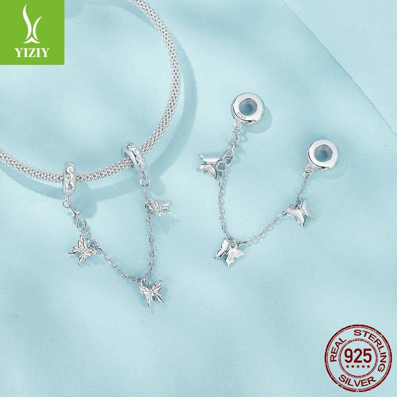 Butterfly Silicone Positioning Safety Chain Accessories, Fresh And Elegant S925 Sterling Silver Bracelet Beaded