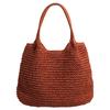 Large Capacity Weaving Underarm Bag Summer Straw Crochet Women Tote Handbag Hasp Closure Retro Beach Shoulder Bag Daily Bag 2025