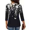 3/4 Sleeve Shirts For Women  Print Graphic Tees Blouses Casual Plus Size Basic Tops Pullover