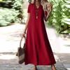 Women's V-Neck Short Sleeve Ankle-Length Maxi Dress In 12 Colors, Casual Loose Fit with Crossbody Bag