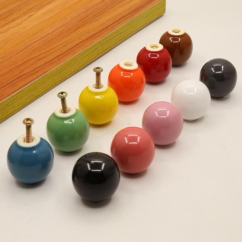 Colored Round Ceramic Door and Drawer Handle