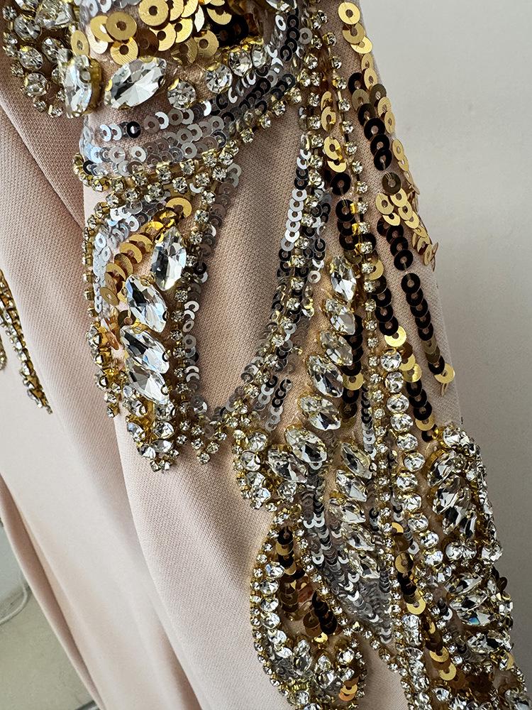 2026 Europäisches & Amerikanisches Designer-Langes Ballkleid mit Starker Perlenstickerei & Strasssteindetails