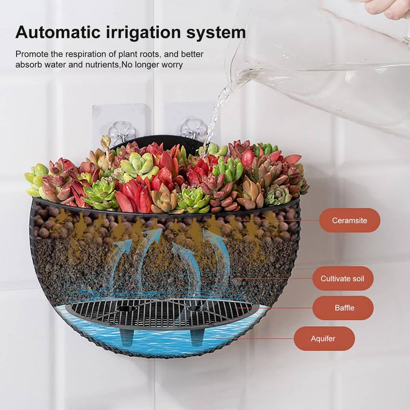 Semi-circular Flower Pot Wall-mounted No-punching Flower Basket Garden Planter Bucket Hanging Basket Flowerpot For Home Decor