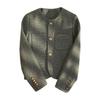 Women Short Tweed Blazer Autumn Casual Minimalist Cold Style Jacket High Sense Coat