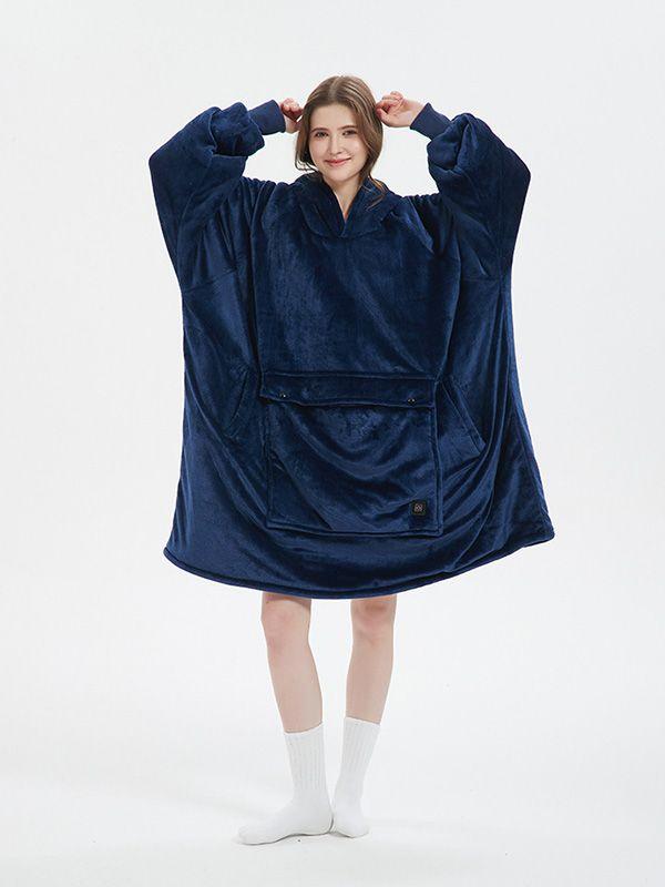 USB Heated Blanket Hooded Blanket Flannel Double-Layer Thickened Warm Pajamas