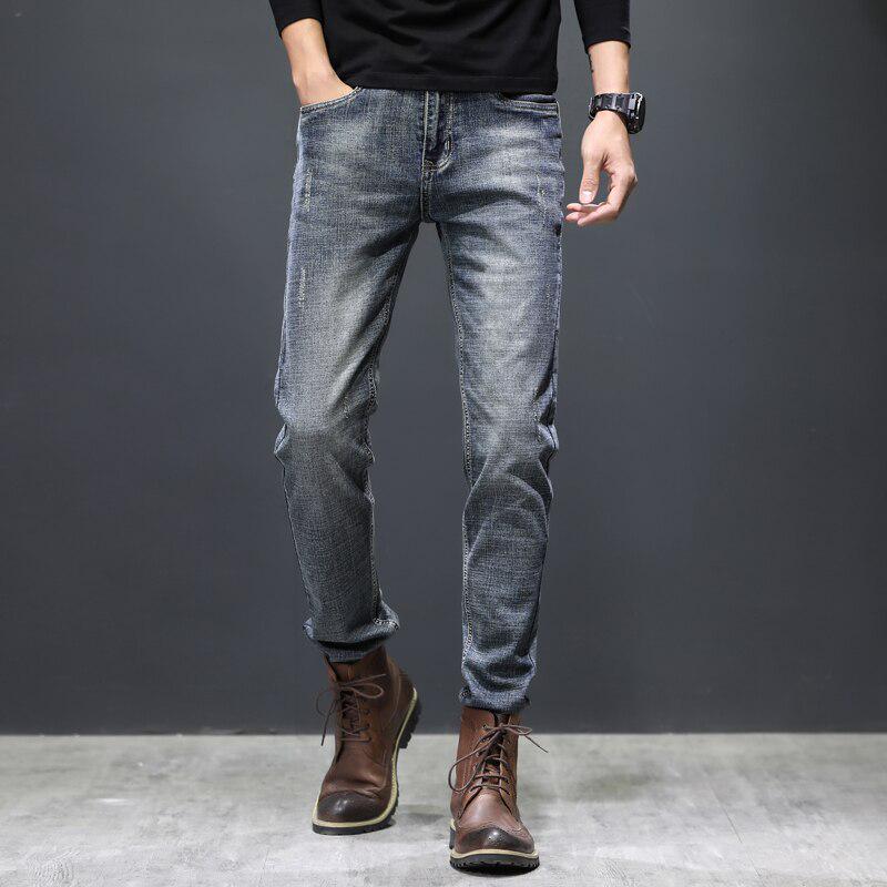Brand Men 'S Slim Jeans Stretch Retro Old Jeans Male Denim Trousers High Quality Pants 