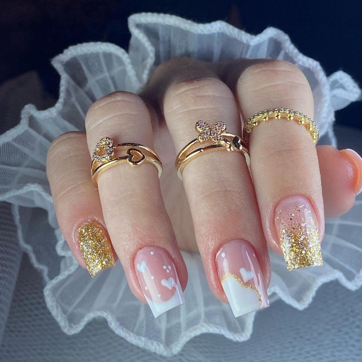 New manicure removable wear nail contrasting color fake nail nail piece finished nail sticker press on nai