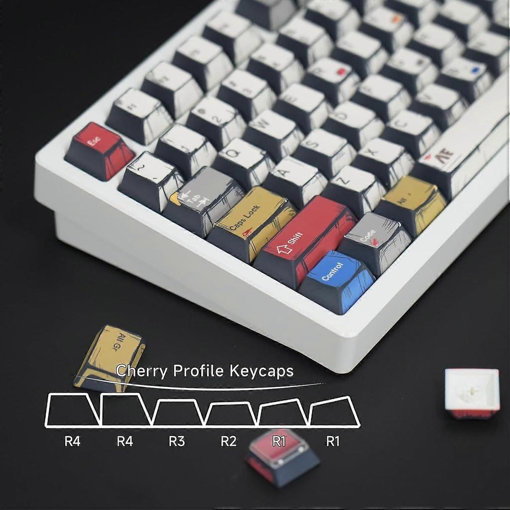 Pbt Doubleshot Keycaps, Colorful Japanese Anime Theme Keycaps Set for Mechanical