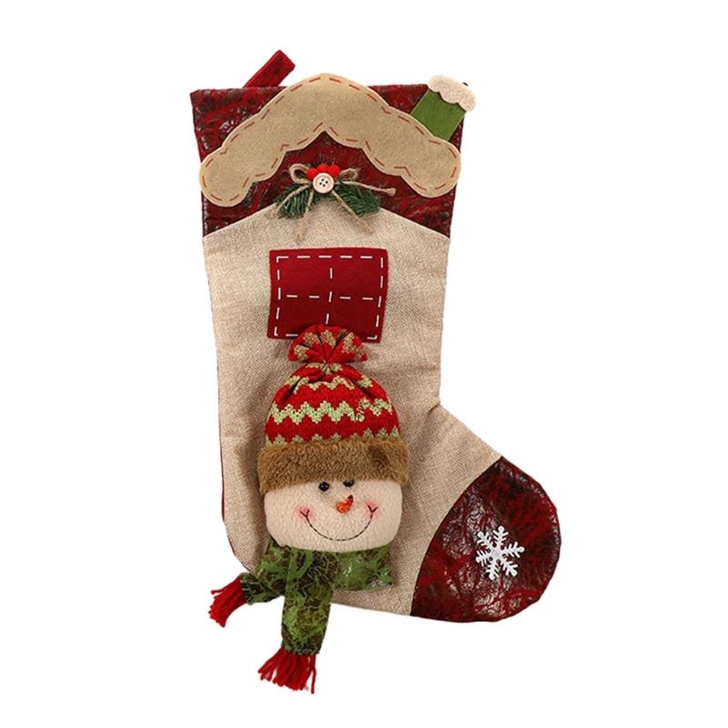 

Large Holiday Stocking With Easy Hanging Loop Christmas Gift Bags with Rope For Fireplaces Door Wall Decorations
