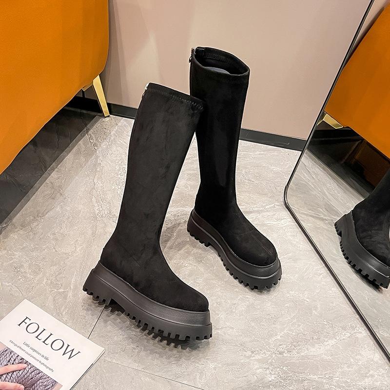 

New spot but knee boots women s 2025 new autumn and winter single boots muffin thick-soled Martin boots thin long tube grinding 39