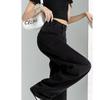 Women's Extra Long Fleece-Lined High Waist Black Wide-Leg Jeans for Autumn/Winter 2025