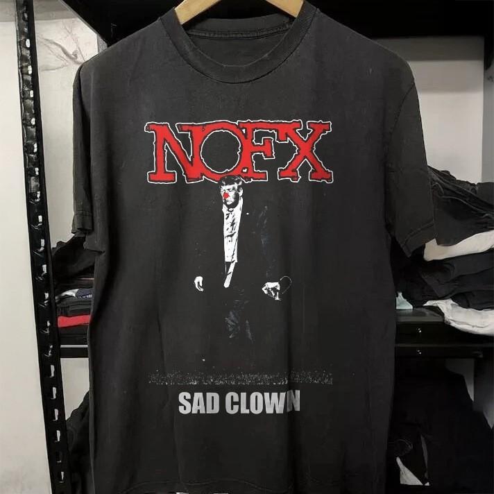 HOT! NEW NOFX Sad Clown T-shirt, Unisex Black Heavy Cotton T-Shirt L