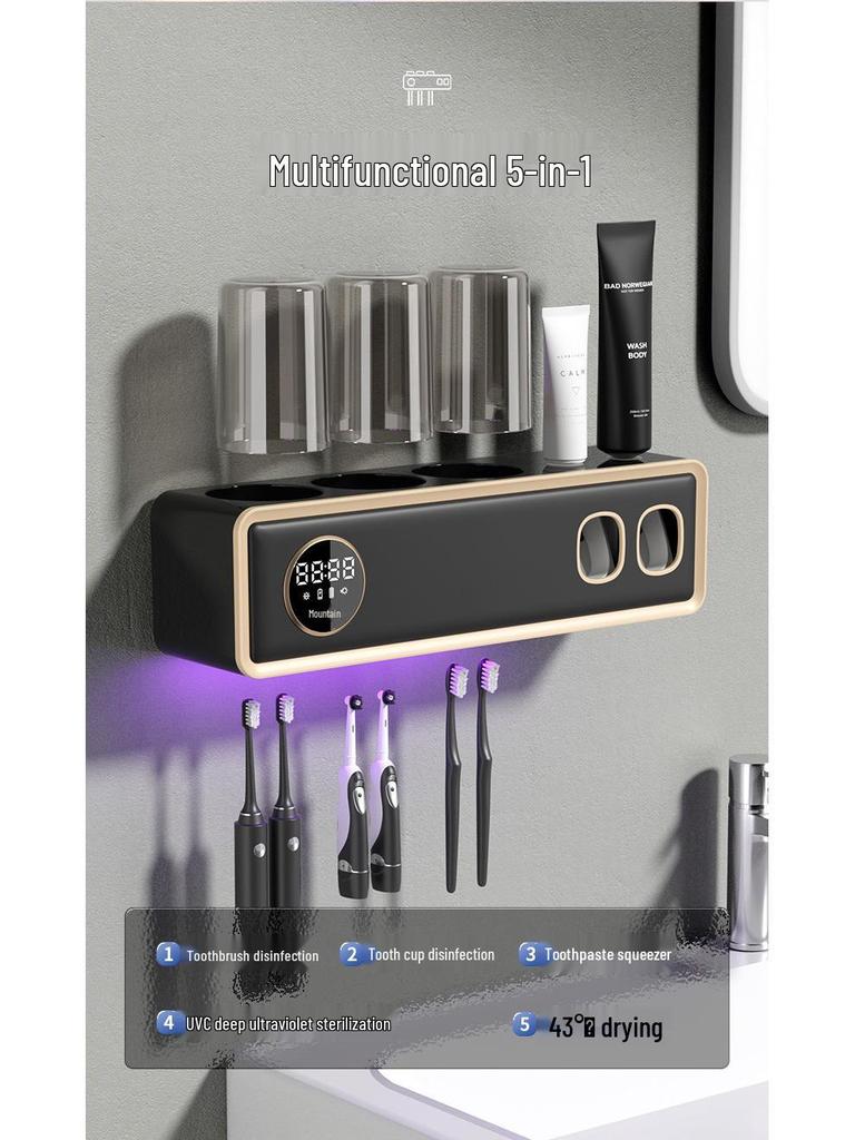Rechargeable Wall-Mounted Toothbrush Holder & Dryer with Toothpaste Dispenser
