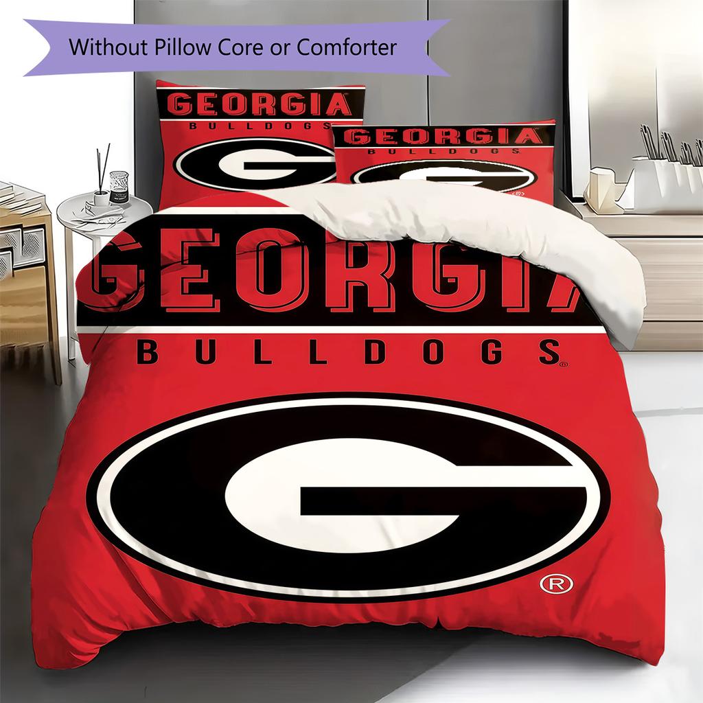 Georgia Bulldogs Pattern Bedding Set Quilt Cover Pillowcase Home Decor Gift (1 * duvet cover + 2 * pillowcase, without core)