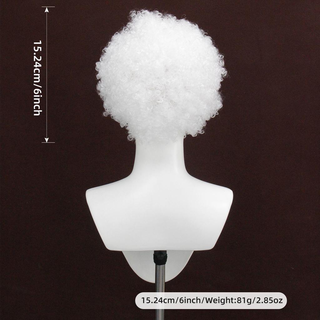 White Fluffy Small Curled Short Hair Synthetic Wig | Grandpa White Hair Clown Figure Cos Special