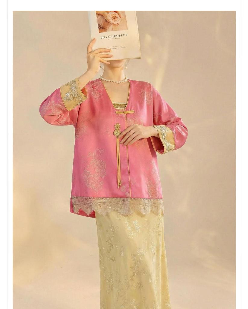 Elegant Chinese National Style Women's Spring Embroidered Top and Skirt Set