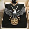 Schwarzer Adler, Muster Flanelldecke, Hohe Qualität, Bequem für alle Jahreszeiten, Heimdekoration, Wärme und Komfort, Perfekt für Geschenke.