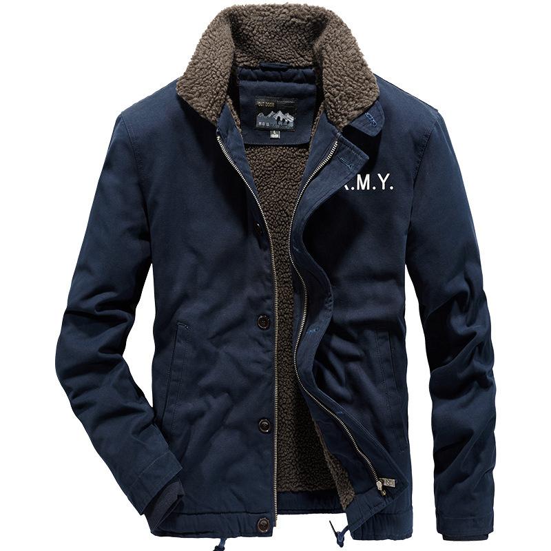 Lamb Wool Coat Men's Autumn and Winter Fleece Thickened Thermal Cotton Jacket Lamb Wool Tooling Cotton Clothes