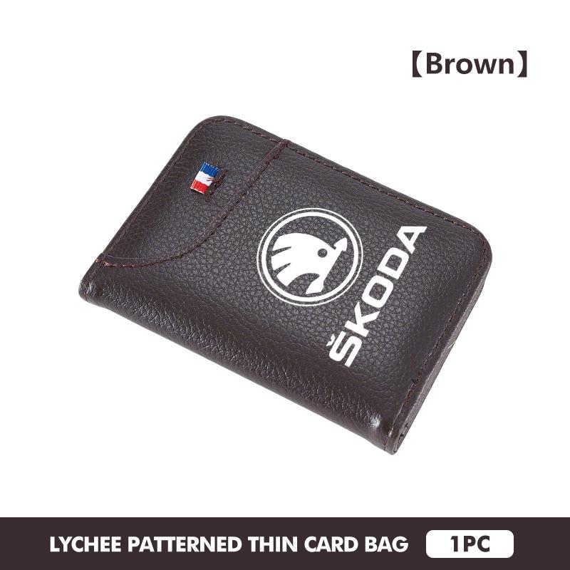 HAZJ3 Car Wallet Driver's Licence Insurance Card Holder Multi Pocket Wallet For Skoda S Kodiaq Octavia 2 3 Yeti Karoq Rapid Fabia VII