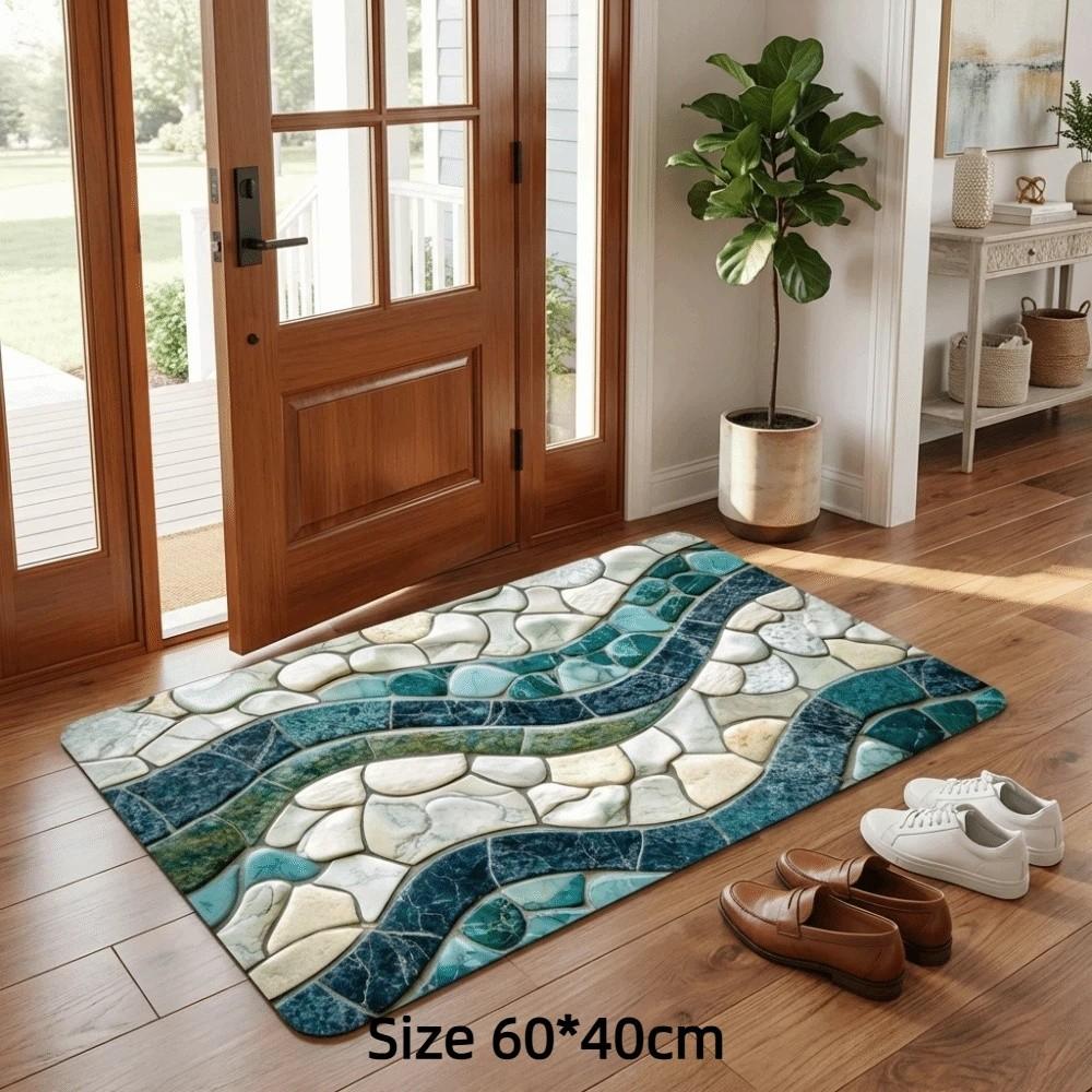 2D Flat 3D Visual Effect Mat Anti Slip Door Rug Floor Mat Thickened Bathroom Mat  Kitchen