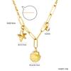 18K Gold PVD Stainless Steel Ocean Charm Necklace Set Shell Starfish Pearl Snake Layered Waterproof Jewelry for Women