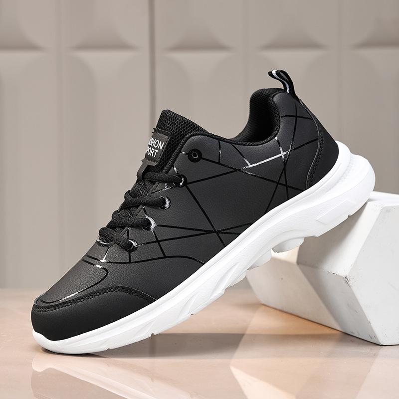 Spring and Autumn Leather Sneakers Large Size Lightweight Non-slip Running Shoes Travel Casual Shoes