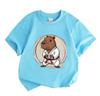 Kids Boys Girls 100% Cotton Crew Neck Short Sleeve T-Shirt, Cute Capybara Karate Martial Arts Graphic Casual Tee for Children Daily Wear