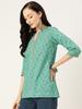 Sea Green Printed Cotton Kurti