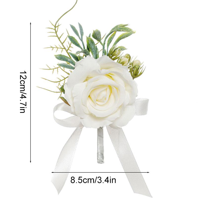 1 pz Fiore Artificiale Accessori Matrimonio Corsage da Polso Bottoniera Matrimonio Braccialetti per Damigelle Rose di Seta