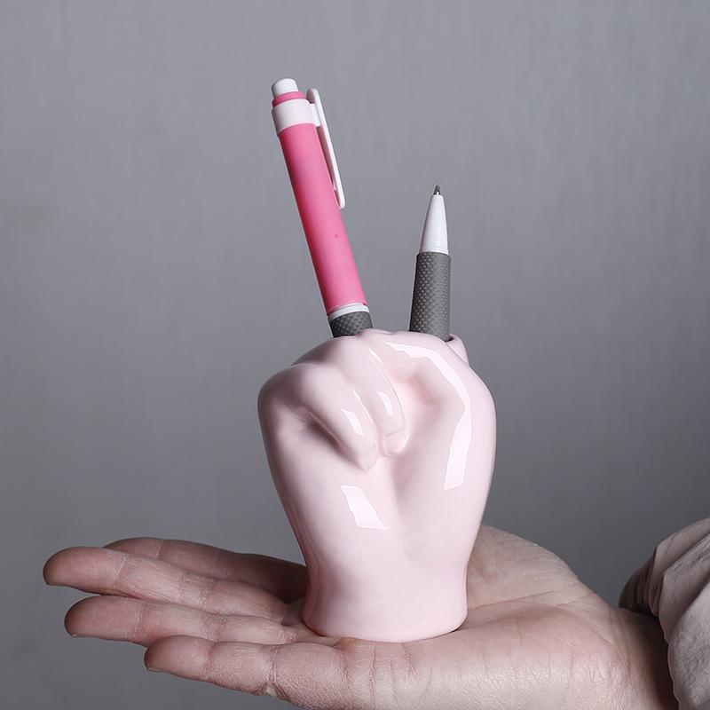 Ceramic Toothbrush Holder - Creative Cute Hand Ornament for Home Décor