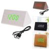Elegant Imitation Wood Led Display Alarm Digital Triangular Desk Clock With Thermometer