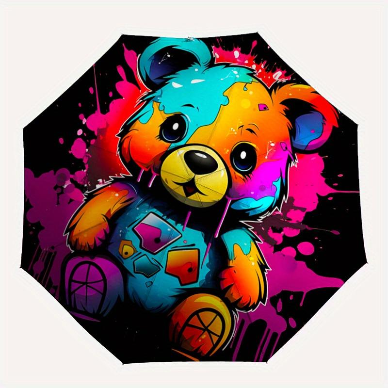 

1pc Colorful Bear Automatic Open/Close Umbrella Sturdy Iron Frame, Compact Travel Umbrella,lightweight & Durable Everyday Carry a0829050