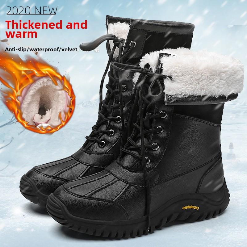 Women's Winter Snow Boots: Velvet-Lined, High-Top, Trendy, Warm Outdoor Footwear.