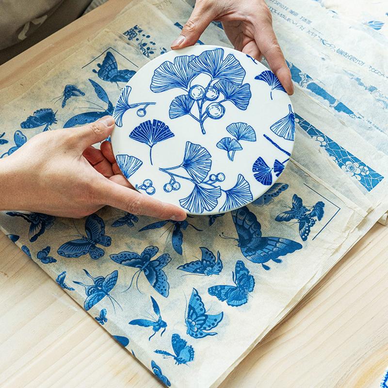 Ceramic Clay Transfer Paper 20 PCS Flower Underglaze Decal Sheet DIY Pottery Clay Coloring Tools for Creative Ceramic Ornament Scene