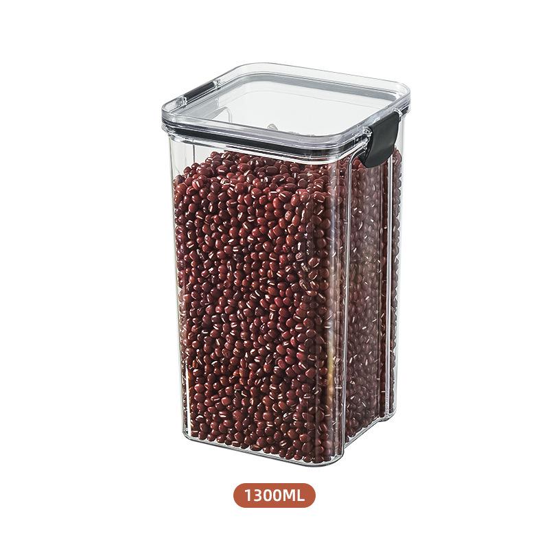 Transparent Airtight Food Grade Storage Jar: Moisture-Proof, Square/Rectangular Kitchen Container for Grains and Chinese Medicine