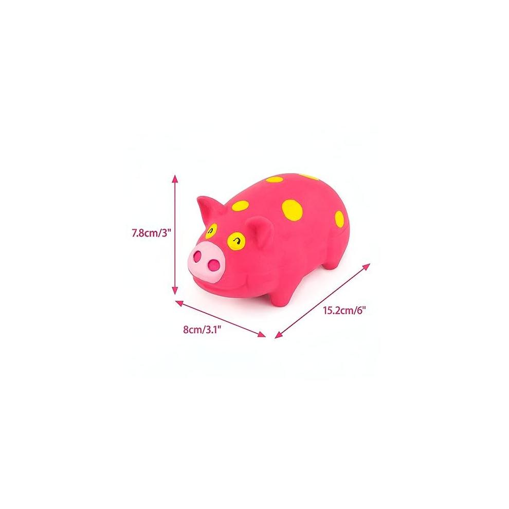 2 Pack 6 Inch Grunting Latex Rubber Dog Toy Polka Dot Pig for Medium Dogs Squeeze Interactive Play Assorted Color