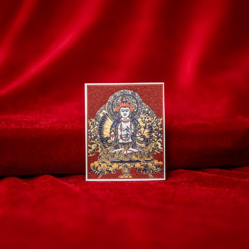 Tibetan Eight Protectors Cinnabar Mineral Sand Thangka Painting Core 4X5 - Birth Year Buddha