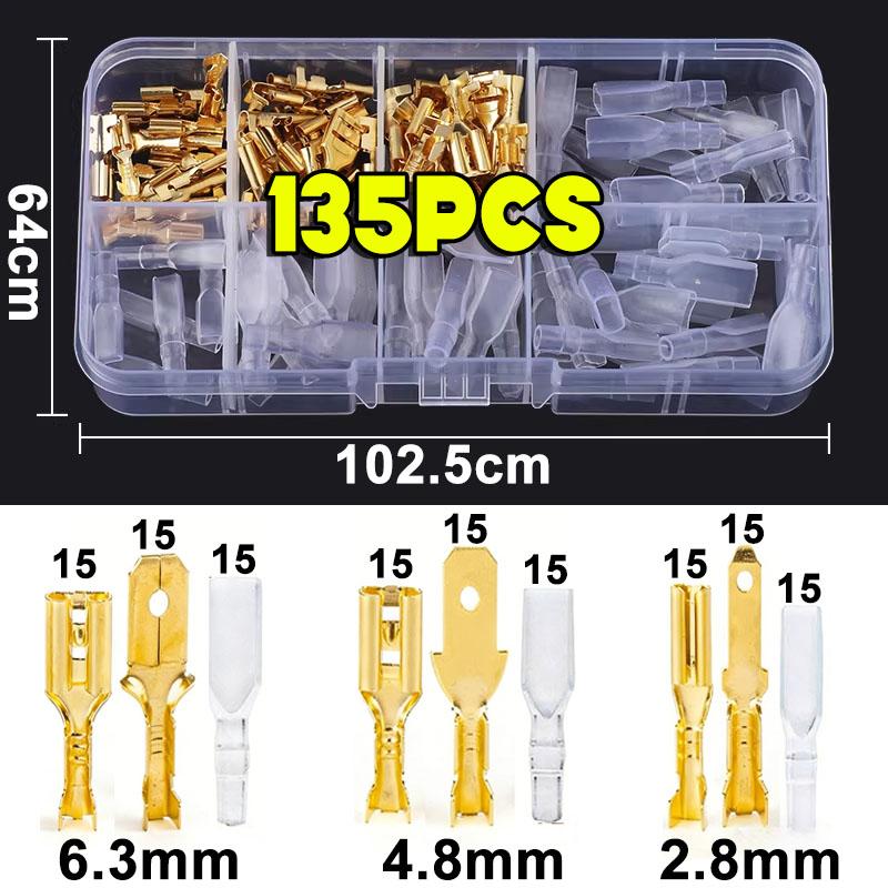 Cold Pressed 450Pcs 2.8/4.8/6.3mm Insulated Male Female Wire Connector Electrical Crimp Terminals Termin Spade Assorted Kit Box