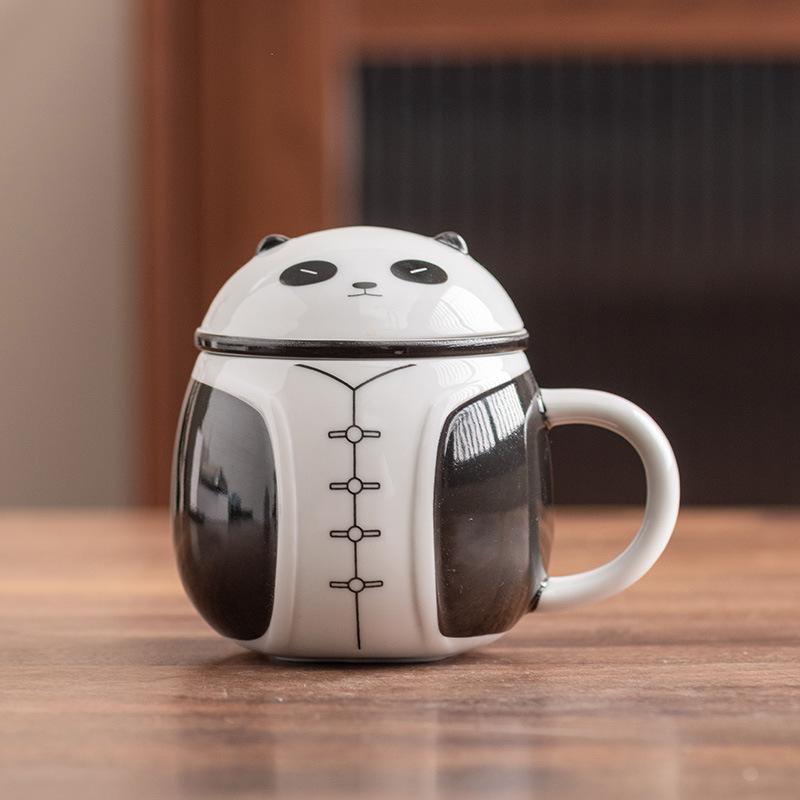

Panda filter tea cup tea separation cup office mug ceramic cup wholesale cup with lid as a gift 301-400ml