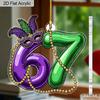 2D Flat Number 67 Shaped Mardi Gras Acrylic Sign, Drops, Suitable for wall decoration, porch, room, villa, accents Home, Hallway, or Workplace - Rusti