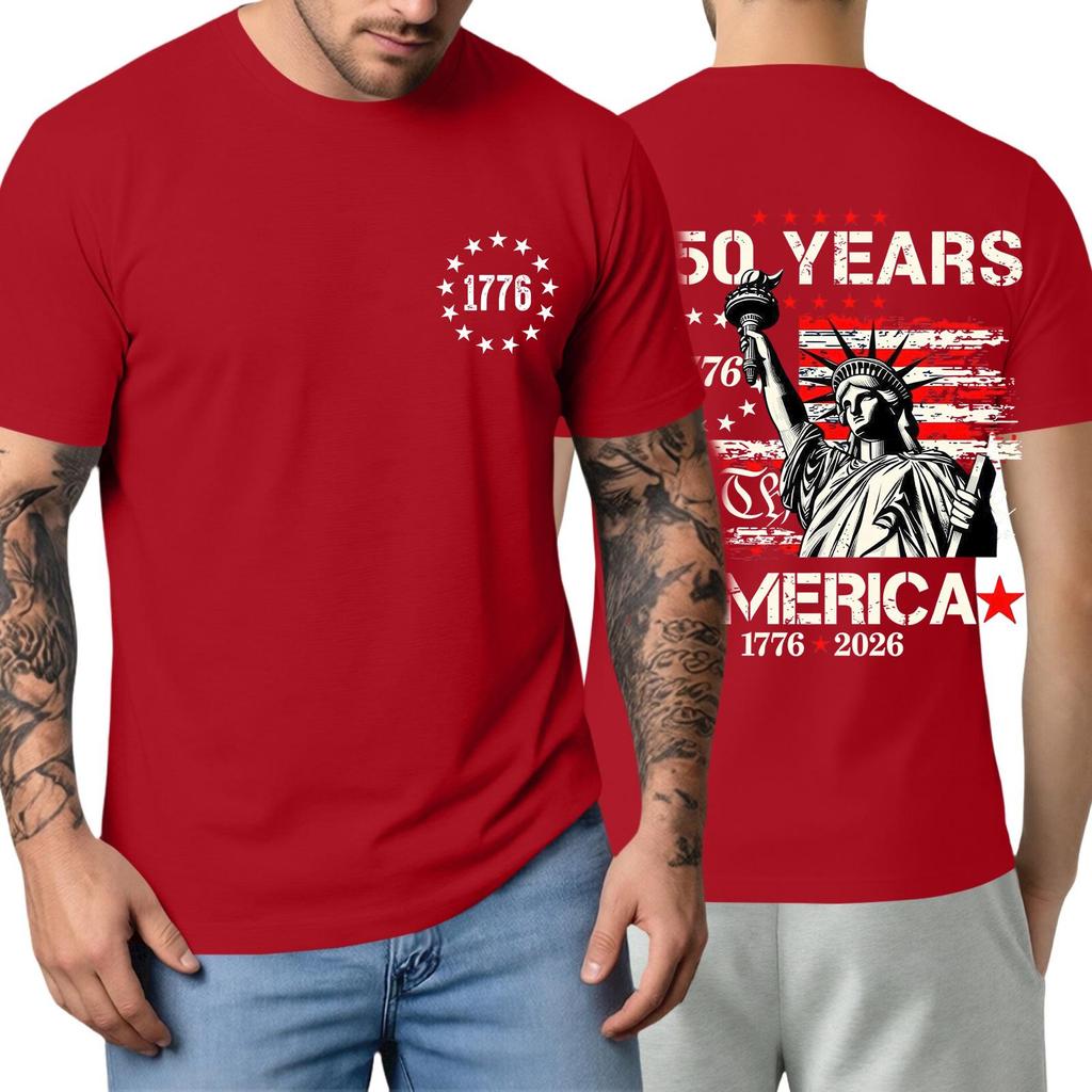 Men's Short-sleeved Fashionable Casual Everyday Trendy Letter Print Short-sleeved Shirt
