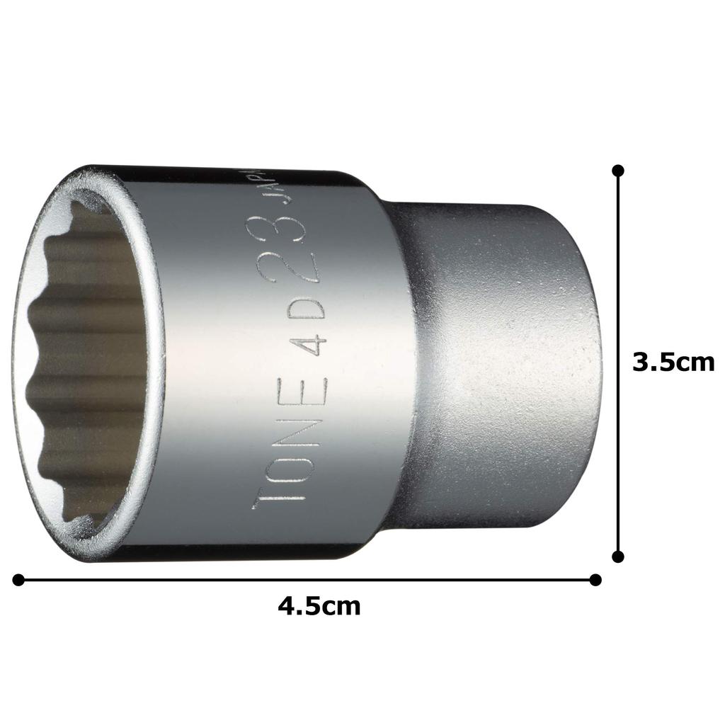 TONE Socket Drive Angle Width Across Flats 23mm (12 Squares) 4D-23 12.7mm (1/2")