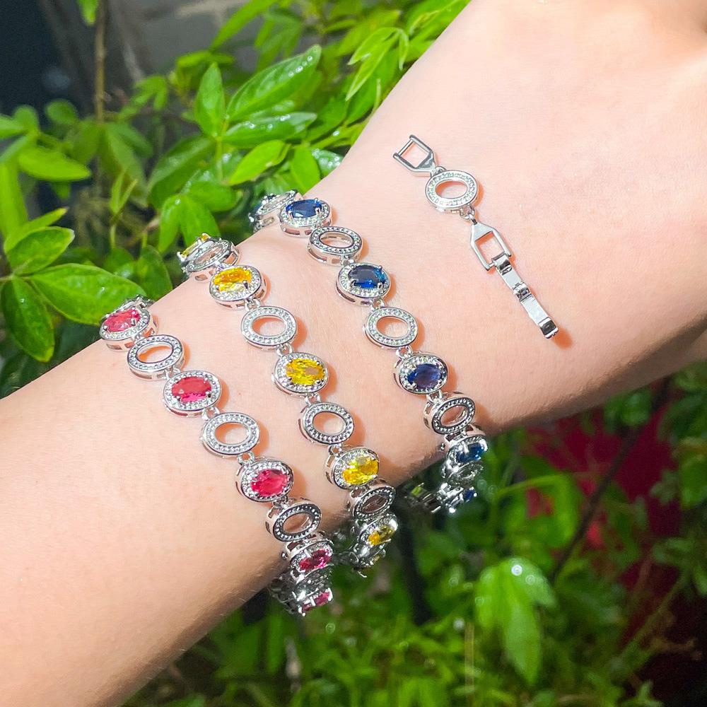 Popular Jewelry Accessories Color Zircon Jewelry Bracelet Brass Electroplated Platinum Jewelry