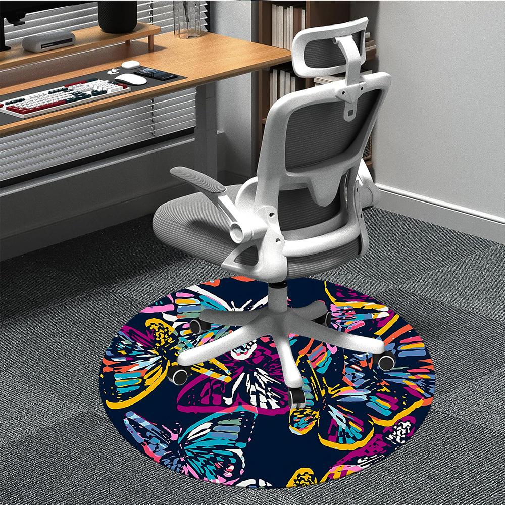 

1pc Butterfly Print Chair Carpet for Office Machine Washable Rug for Office, Good Gift for Family or Friends yy251225174 80cm by 80cm
