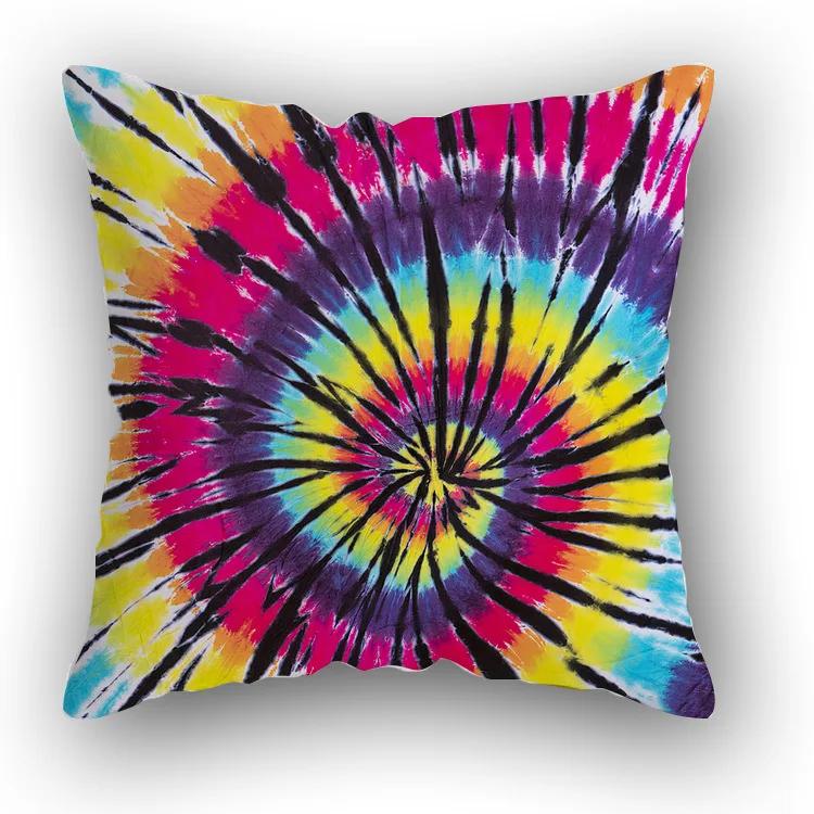 Sofa Bed  Square Pillowcases Home Decor Colorful Swirl  Bedroom Rainbow Decorative
