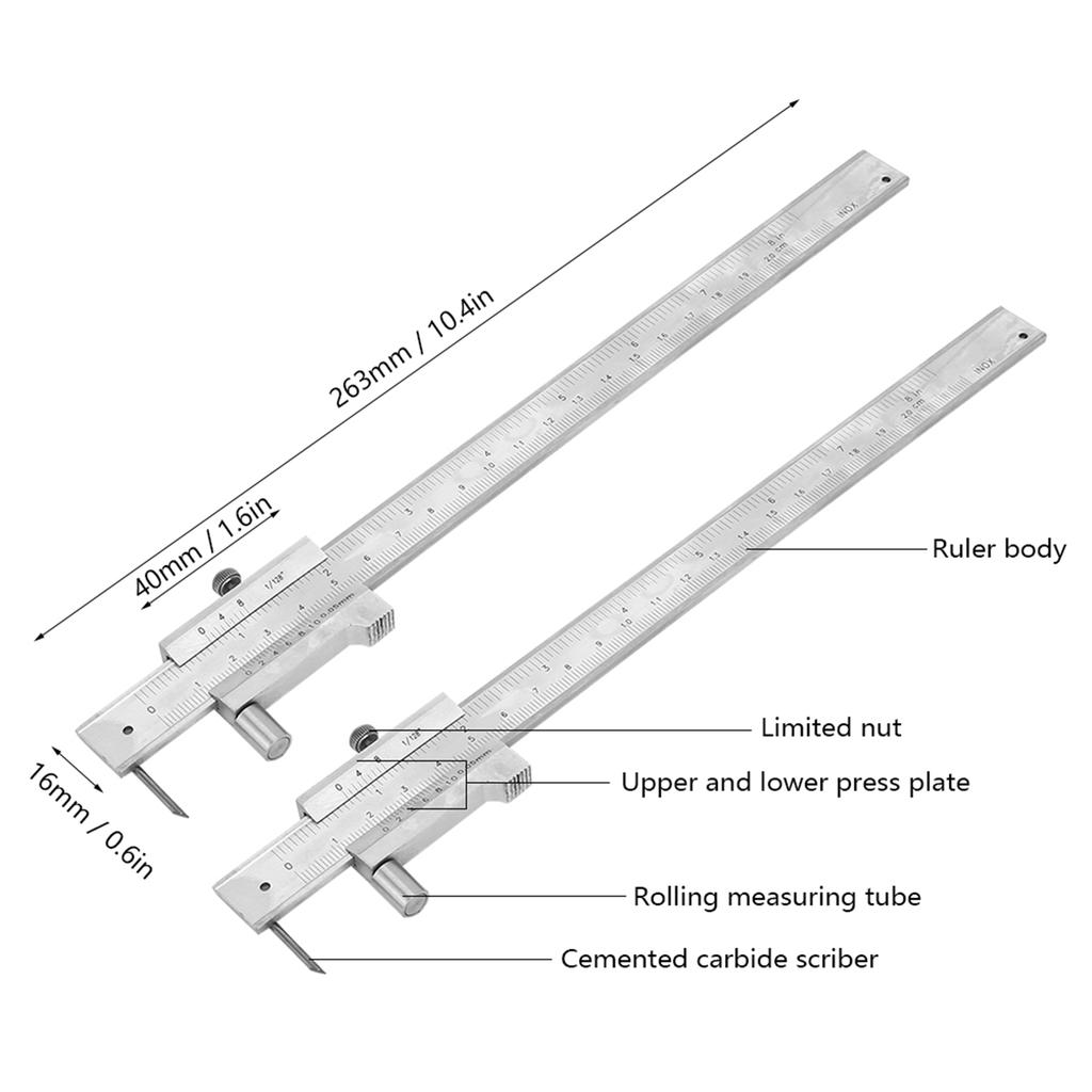 Measuring Tool Portable Stainless Steel Vernier Caliper 0‑200mm Caliper Ruler with Scriber
