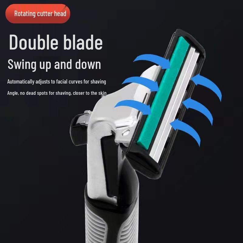 Men's Universal Double-Layer Razor Head: 2-Layer Blade for Beard & Face Shaving